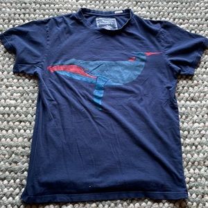 Rogues Gallery whale tee, navy blue size medium